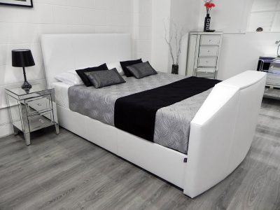 Enfield TV Waterbed in White Fabric